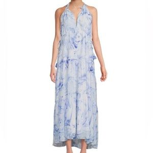 NWT Saylor Annela midi dress marble blue - small *minor flaws*